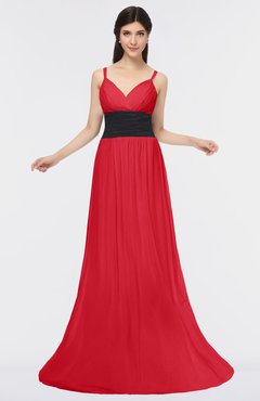 ColsBM Piper Red Plain A-line Spaghetti Zip up Floor Length Bow Bridesmaid Dresses