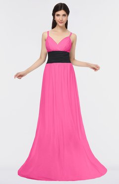 ColsBM Piper Rose Pink Plain A-line Spaghetti Zip up Floor Length Bow Bridesmaid Dresses