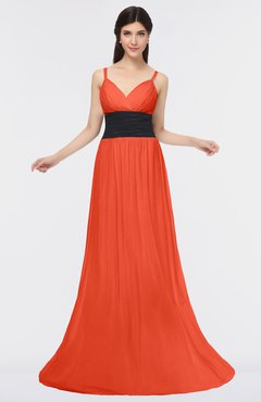ColsBM Piper Tangerine Tango Plain A-line Spaghetti Zip up Floor Length Bow Bridesmaid Dresses