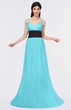 ColsBM Piper Turquoise Plain A-line Spaghetti Zip up Floor Length Bow Bridesmaid Dresses