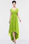 ColsBM Juliana Green Glow Elegant V-neck Short Sleeve Zip up Appliques Bridesmaid Dresses