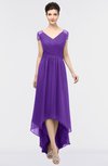 ColsBM Juliana Royal Purple Elegant V-neck Short Sleeve Zip up Appliques Bridesmaid Dresses