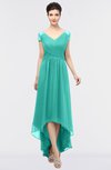 ColsBM Juliana Turquoise G97 Elegant V-neck Short Sleeve Zip up Appliques Bridesmaid Dresses