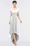 ColsBM Juliana White Elegant V-neck Short Sleeve Zip up Appliques Bridesmaid Dresses