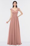 ColsBM Heidi Coral Almond Elegant A-line Square Sleeveless Lace Bridesmaid Dresses