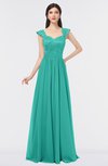 ColsBM Heidi Mint Green Elegant A-line Square Sleeveless Lace Bridesmaid Dresses
