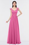 ColsBM Heidi Rose Pink Elegant A-line Square Sleeveless Lace Bridesmaid Dresses