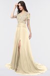 ColsBM Eliza Angora Elegant A-line V-neck Short Sleeve Zip up Sweep Train Bridesmaid Dresses