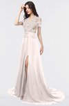ColsBM Eliza Rosewater Pink Elegant A-line V-neck Short Sleeve Zip up Sweep Train Bridesmaid Dresses