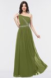ColsBM Anabella Olive Green Modern A-line Asymmetric Neckline Zip up Floor Length Bridesmaid Dresses
