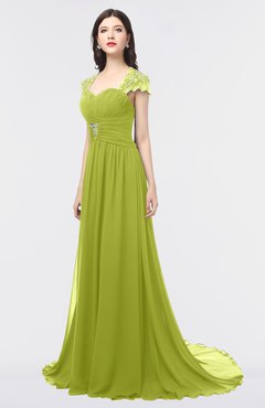ColsBM Iris Green Oasis Mature A-line Sweetheart Short Sleeve Zip up Sweep Train Bridesmaid Dresses