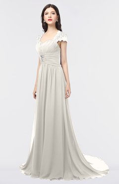 ColsBM Iris Off White Mature A-line Sweetheart Short Sleeve Zip up Sweep Train Bridesmaid Dresses