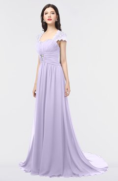 ColsBM Iris Pastel Lilac Mature A-line Sweetheart Short Sleeve Zip up Sweep Train Bridesmaid Dresses