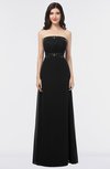 ColsBM Elena Black Elegant A-line Strapless Criss-cross Straps Floor Length Appliques Bridesmaid Dresses