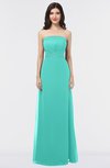 ColsBM Elena Blue Turquoise Elegant A-line Strapless Criss-cross Straps Floor Length Appliques Bridesmaid Dresses