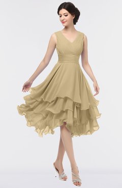 ColsBM Grace Curds & Whey Elegant V-neck Sleeveless Zip up Ruching Bridesmaid Dresses