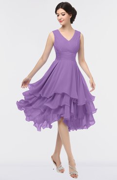ColsBM Grace Hyacinth Elegant V-neck Sleeveless Zip up Ruching Bridesmaid Dresses