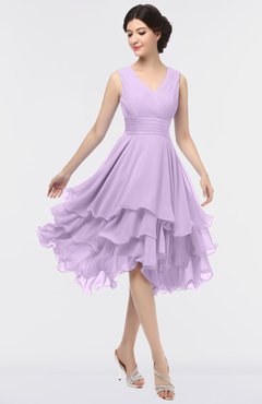 ColsBM Grace Lavendula Elegant V-neck Sleeveless Zip up Ruching Bridesmaid Dresses