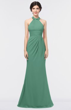 ColsBM Miranda Beryl Green Antique Halter Sleeveless Zip up Floor Length Bridesmaid Dresses