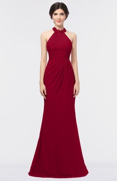 ColsBM Miranda Dark Red Antique Halter Sleeveless Zip up Floor Length Bridesmaid Dresses