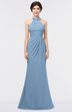 ColsBM Miranda Dusty Blue Antique Halter Sleeveless Zip up Floor Length Bridesmaid Dresses