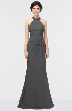 ColsBM Miranda Grey Antique Halter Sleeveless Zip up Floor Length Bridesmaid Dresses