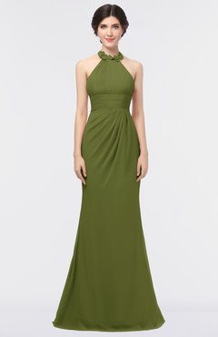 ColsBM Miranda Olive Green Antique Halter Sleeveless Zip up Floor Length Bridesmaid Dresses