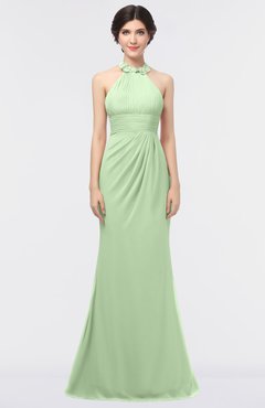 ColsBM Miranda Pale Green Antique Halter Sleeveless Zip up Floor Length Bridesmaid Dresses