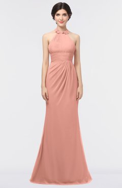 ColsBM Miranda Peach Antique Halter Sleeveless Zip up Floor Length Bridesmaid Dresses