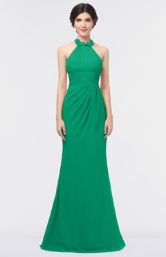 ColsBM Miranda Pepper Green Antique Halter Sleeveless Zip up Floor Length Bridesmaid Dresses