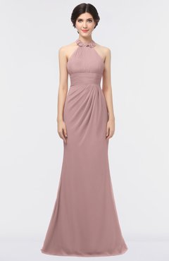 ColsBM Miranda Silver Pink Antique Halter Sleeveless Zip up Floor Length Bridesmaid Dresses