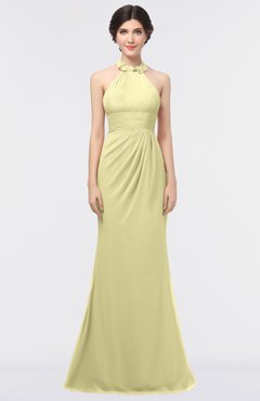 ColsBM Miranda Soft Yellow Antique Halter Sleeveless Zip up Floor Length Bridesmaid Dresses