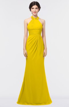 ColsBM Miranda Yellow Antique Halter Sleeveless Zip up Floor Length Bridesmaid Dresses