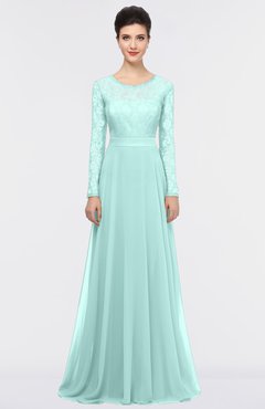 ColsBM Shelly Blue Glass Romantic A-line Long Sleeve Floor Length Lace Bridesmaid Dresses