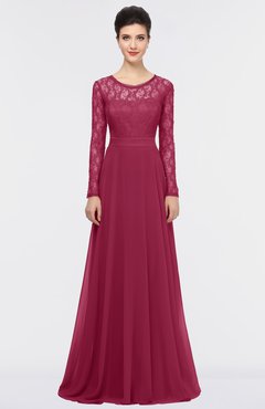 ColsBM Shelly Burgundy Romantic A-line Long Sleeve Floor Length Lace Bridesmaid Dresses