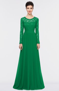 ColsBM Shelly Green Romantic A-line Long Sleeve Floor Length Lace Bridesmaid Dresses