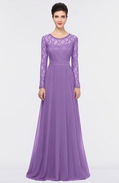 ColsBM Shelly Hyacinth Romantic A-line Long Sleeve Floor Length Lace Bridesmaid Dresses