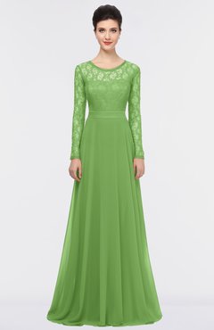 ColsBM Shelly Kiwi Green Romantic A-line Long Sleeve Floor Length Lace Bridesmaid Dresses