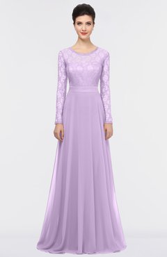 ColsBM Shelly Pale Lilac Romantic A-line Long Sleeve Floor Length Lace Bridesmaid Dresses