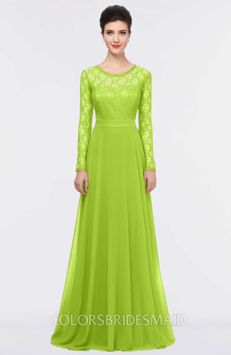 long sleeve lime green dress