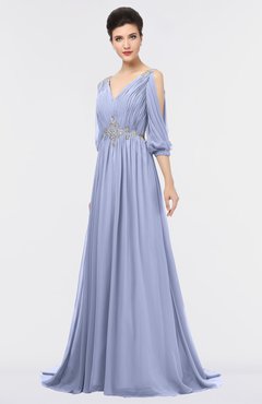 ColsBM Joyce Lavender Mature A-line V-neck Zip up Sweep Train Beaded Bridesmaid Dresses