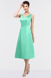 ColsBM Joanna Mint Green Mature A-line V-neck Zip up Plainness Bridesmaid Dresses
