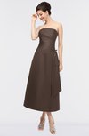 ColsBM Isabella Chestnut Brown Elegant A-line Bateau Sleeveless Zip up Ruching Evening Dresses