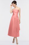ColsBM Isabella Peach Blossom Elegant A-line Bateau Sleeveless Zip up Ruching Evening Dresses