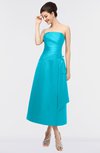 ColsBM Isabella Teal Elegant A-line Bateau Sleeveless Zip up Ruching Evening Dresses
