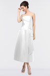 ColsBM Isabella White Elegant A-line Bateau Sleeveless Zip up Ruching Evening Dresses