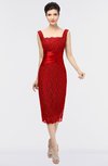 ColsBM Colette Red Mature Column Sleeveless Zip up Lace Bridesmaid Dresses