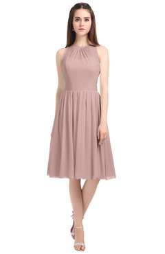 ColsBM Ivory Blush Pink Elegant A-line Jewel Zip up Knee Length Bridesmaid Dresses