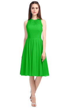ColsBM Ivory Classic Green Elegant A-line Jewel Zip up Knee Length Bridesmaid Dresses