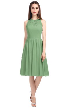 ColsBM Ivory Fair Green Elegant A-line Jewel Zip up Knee Length Bridesmaid Dresses